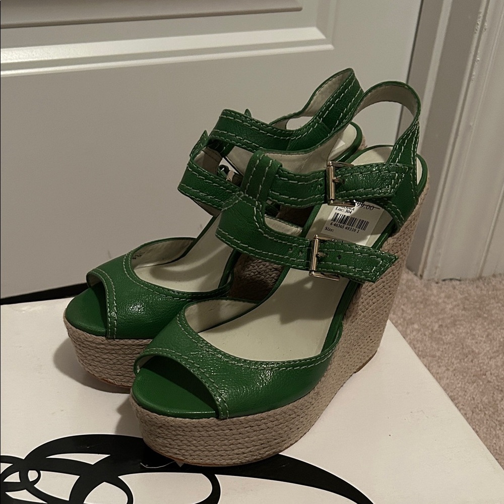 Nine West Green Wedge Sandals